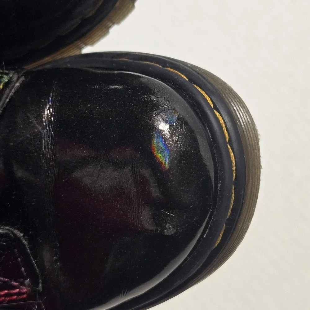 Dr. Martens 1460 J Toddler Boots Black Lightshow Sparkle Rainbow Side Zip Size 8
